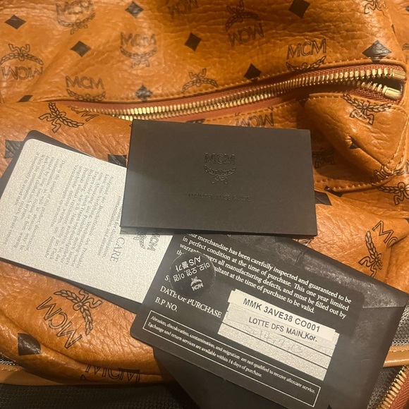 ****SOLD****Authenic MCM Cognac Backpack with Gold Studs - Picture 6 of 8